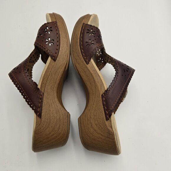 Dansko Sapphire Women Sandal 8.5 Brown Leather Eyelet Comfort Floral Shoes EU 39 - Picture 6 of 10